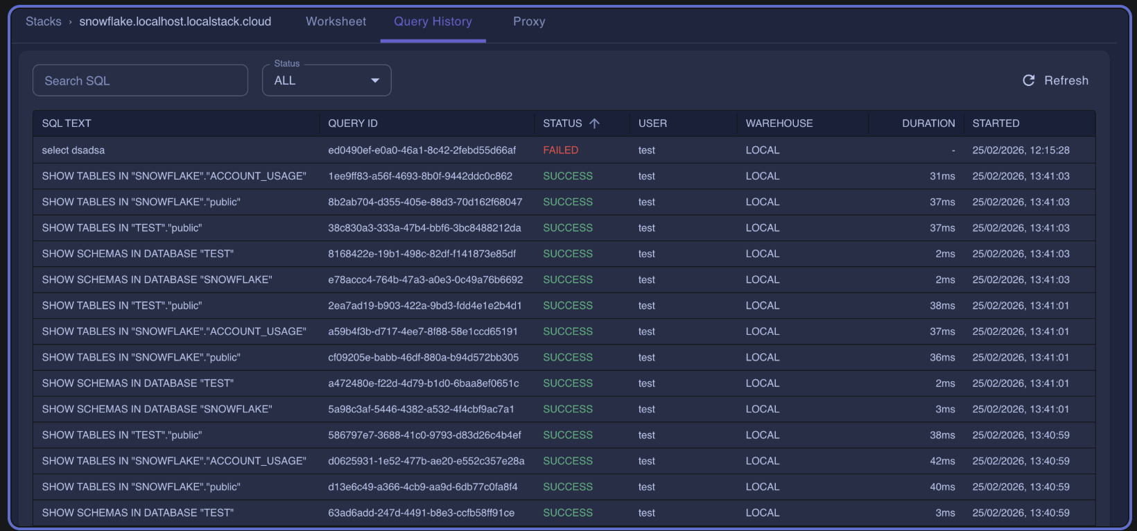 Query history